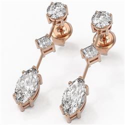 2.32 ctw Marquise Cut Diamond Designer Earrings 18K Rose Gold