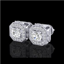 2.75 ctw VS/SI Diamond Solitaire Art Deco Stud Earrings 18K White Gold