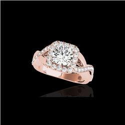 2 ctw Certified Diamond Solitaire Halo Ring 10K Rose Gold