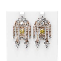 14.93 ctw Canary Citrine & Diamond Earrings 18K Rose Gold