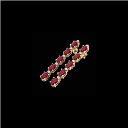 17.97 ctw Ruby & VS/SI Certified Diamond Tennis Earrings 10K Yellow Gold