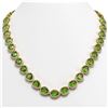 Image 1 : 33.6 ctw Peridot & Diamond Micro Pave Halo Necklace 10K Yellow Gold