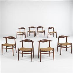 Hans Wegner.  Cow Horn chairs, set of e