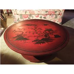 Asian Lacquered Round Coffee Table