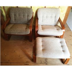 Everest Mid-Century Modern Chairs and Ottoman