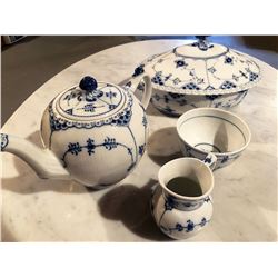 Royal Copenhagen Blue Fluted Half Lace Tea Set