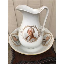 George and Martha Washington Pitcher and Bowl Set