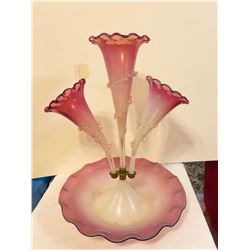 Victorian Cranberry Opalescent Epergne