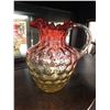 Image 1 : Amberina Inverted Dot Pattern Glass Pitcher