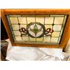 Image 1 : Victorian Stained Glass Window with Center Wreath