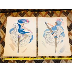 Mid Century Parisian Can Can Dancers by Alice Huertas