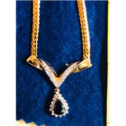 14kt Gold Estate Sapphire Necklace