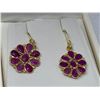 Image 1 : Ladies 10K gold ruby tear drop cut gemstone pendant earring set