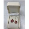 Image 2 : Ladies 10K gold ruby tear drop cut gemstone pendant earring set
