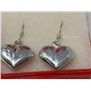 Image 1 : Engraved Sterline Silver Heart shaped locket style earring set