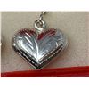 Image 2 : Engraved Sterline Silver Heart shaped locket style earring set