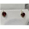 Image 1 : Ladies heart cut ruby solitaire and diamond 10K gold earring set