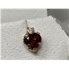 Image 2 : Ladies heart cut ruby solitaire and diamond 10K gold earring set