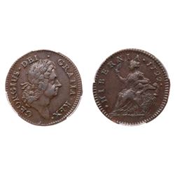 1722 Wood's Hibernia Halfpenny Harp Right Martin 4.11-C.4 R-6 PCGS graded AU53