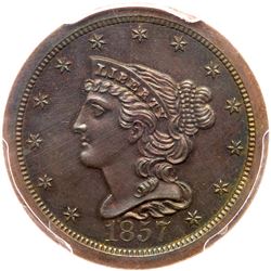 1857 Breen 1-B (doubled T in CENT) R4 PCGS graded PR66 Brown