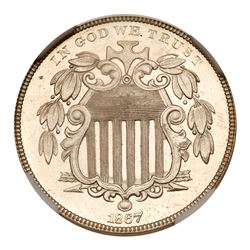 1867 Shield Nickel. Rays. NGC PF65