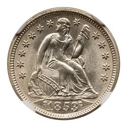 1853 Liberty Seated Dime. Arrows. NGC MS67