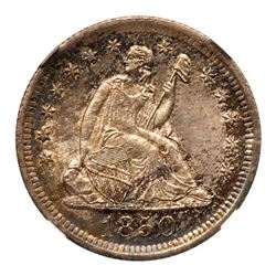 1850-O Liberty Seated Quarter Dollar. NGC MS65