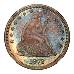 1872 Liberty Seated Quarter Dollar. NGC MS67