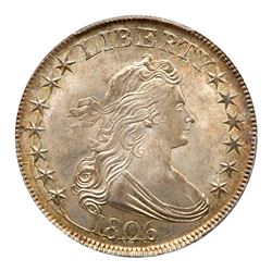 1806 Draped Bust Half Dollar. Pointed 6, stem through claw. PCGS MS65