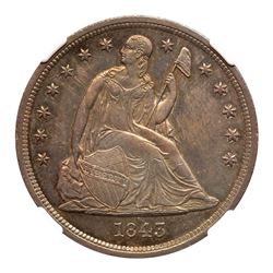 1843 Liberty Seated Dollar. NGC MS64