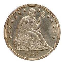 1853 Liberty Seated Dollar. NGC MS64