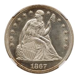 1867 Liberty Seated Dollar. NGC MS65
