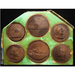 Complete Six-Medal Set - U.S. Centennial Exposition Pressed Wood Medals.