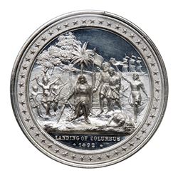 1893 Landing of Columbus Medal. Eglit-54, White metal. NGC MS61 Deep Mirror Prooflike.