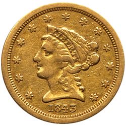 1843-O $2.50 Liberty. Small date, crosslet 4