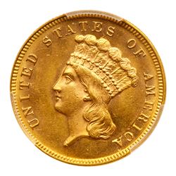 1868 $3 Gold. PCGS MS64