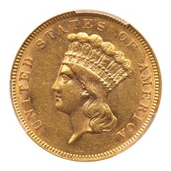 1889 $3 Gold. PCGS AU58