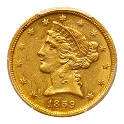 1859-C $5 Liberty. PCGS MS61