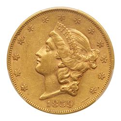 1859 $20 Liberty. PCGS AU50