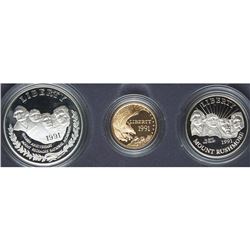 1991 Mount Rushmore 3-piece Proof Set