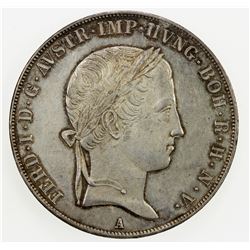 AUSTRIA: Ferdinand l, 1835-1848, AR thaler, 1845-A. AU