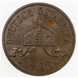 GERMAN EAST AFRICA: Wilhelm II, 1888-1918, AE 5 heller, 1908-J. AU