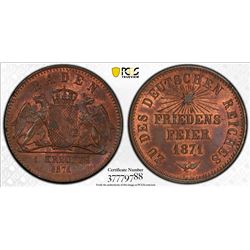 BADEN: Friedrich I, as Grand Duke, 1856-1907, AE kreuzer, 1871. PCGS MS64