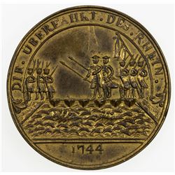 LORRAINE: Karl Alexander (1738-1780), brass medal, 1744, Transition of the Austrian Troops, EF-AU