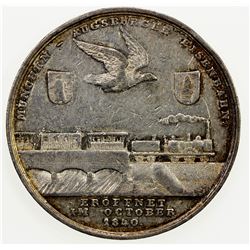 MUNICH: Ludwig I, 1825-1848, AR medal (16.43g), 1840, Opening of the Railway Connection, EF