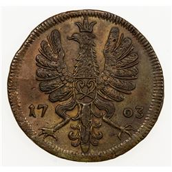 RIETBERG: Maximilian Ulrich von Kaunitz, 1699-1746, AE 4 pfennig, Osnabruck, 1703. AU