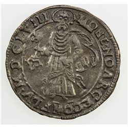 TRIER: Karl Kaspar von der Leyen, 1652-1676, AR 4 pfennig, 1658. VF-EF