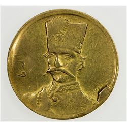 IRAN: Nasir al-Din Shah, 1848-1896, AV 5000 dinars, Tehran, AH1309. F-VF