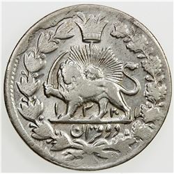 IRAN: Muzaffar al-Din Shah, 1896-1907, AR 2000 dinars, Tehran, AH"13201". EF