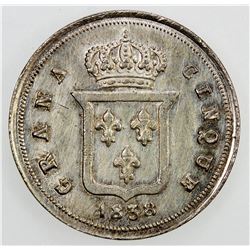 ITALY: NAPLES & SICILY: Ferdinando II, 1830-1859, AR 5 grana, 1838. AU